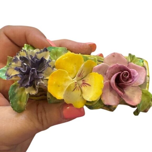 Thorley Bone China Floral Log Vase Figurine Made In England Vintage Collectible - Picture 7 of 8